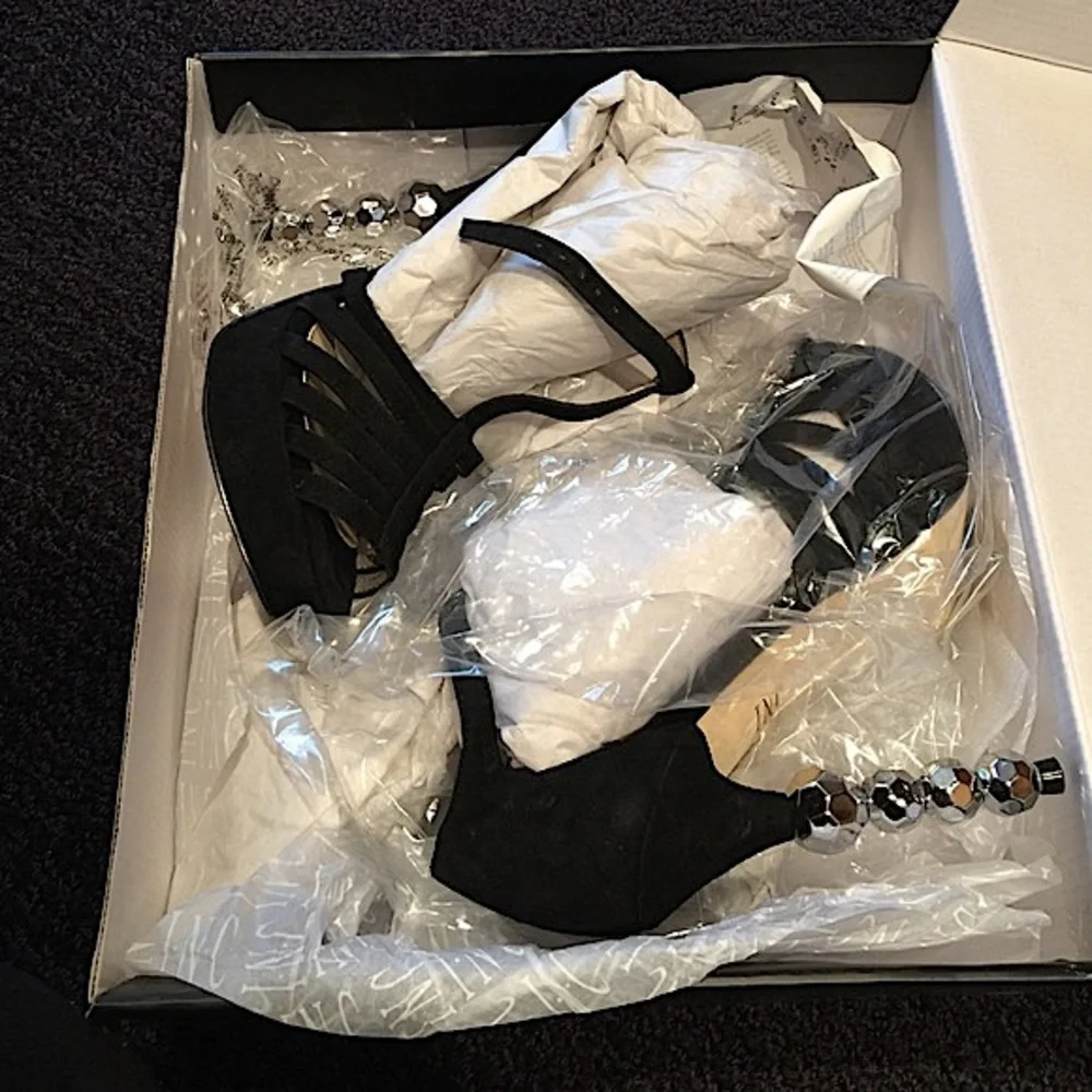 INC International Concepts Black Suede Platform w/ Embellished 